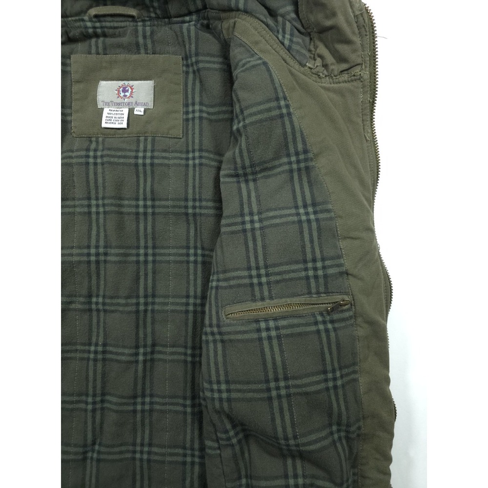 Vintage The Territory Ahead Men's Hooded Duck Vest Green XXL Zipper FlannelLined - Picture 4 of 9